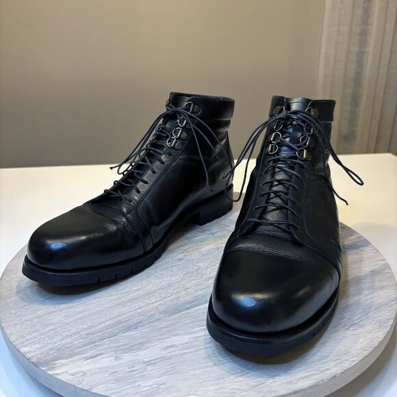 RARE‎ Oliver Moore Men\'s Handmade Black Fine Leather Boots US Size 10 main image 9